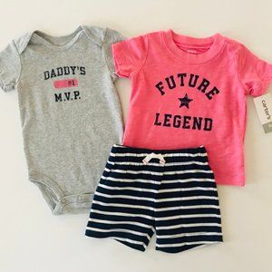 Baby Boy Clothes 3-Piece Top Bodysuit Short Set